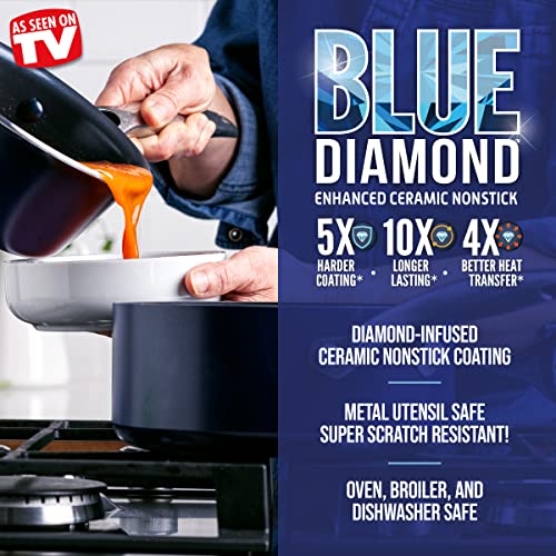 Diamond Infused Ceramic Nonstick Saucepan Pot Set, 1 & 2 Quart, Dishwasher Safe C5368