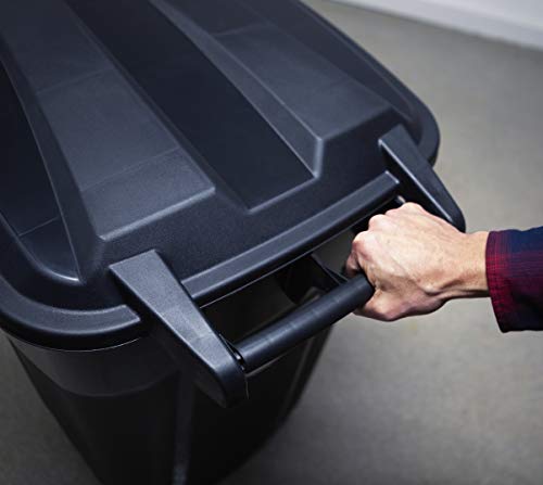 32 Gallon Outdoor Waste Garbage Bin with Attached Lid, Wheeled Trashcan C478