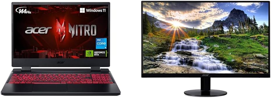 acer Nitro 5 AN515-58-525P Gaming Laptop |Core i5-12500H | NVIDIA GeForce RTX 3050 & 21.5 Inch Full HD (1920 x 1080) IPS Ultra-Thin Zero Frame Computer Monitor (HDMI & VGA Port)