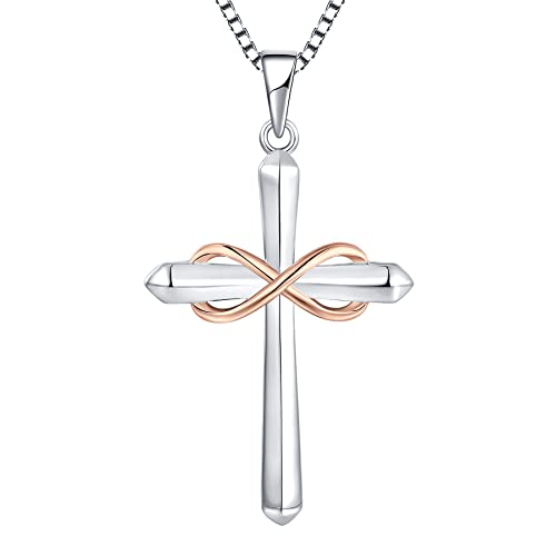 STARCHENIE Infinity Cross Necklace for Women 925 Sterling Silver Polished Cross Pendant Crucifix Jewelry Gifts