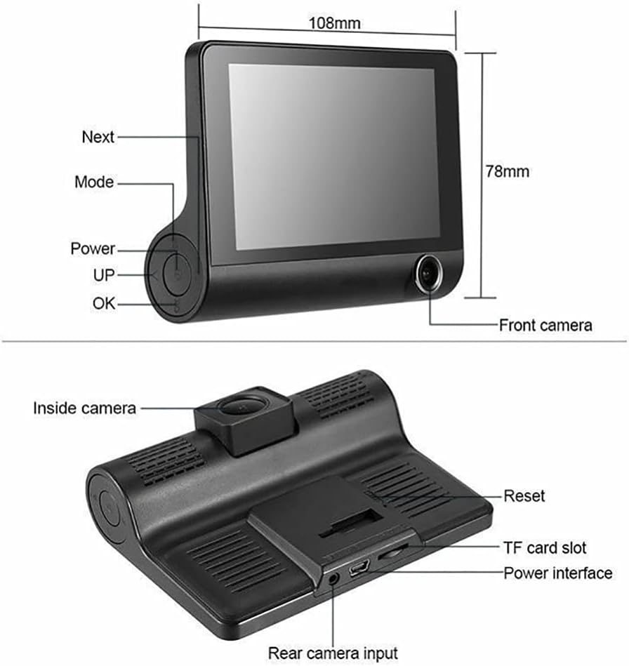 Dash Cam Front and Rear 4 Inch Full HD 170° Wide Angle with Night Vision A87212