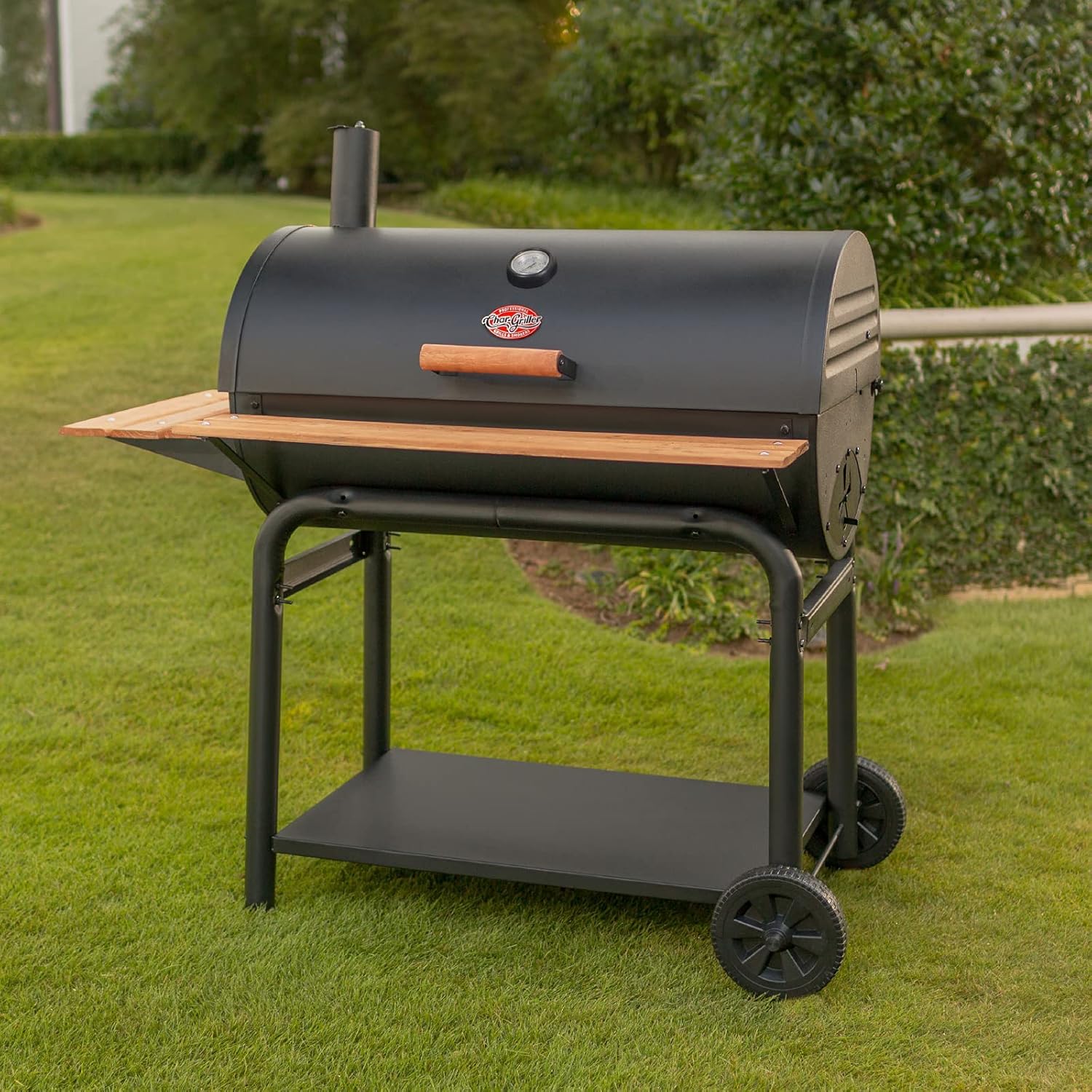 Charcoal Grill and Smoker with Cast Iron Grates and Warming Rack B902356