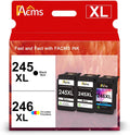 Remanufactured 245XL 246XL Combo Pack Ink Cartridge Replacement for Canon Pg-245Xl Cl-246Xl PG-243 CL-244 to use with Pixma MX492 MX490 MG2522 MG2520 MG2420 MG2920 MG2922 MG3022 (2Black 1Color)