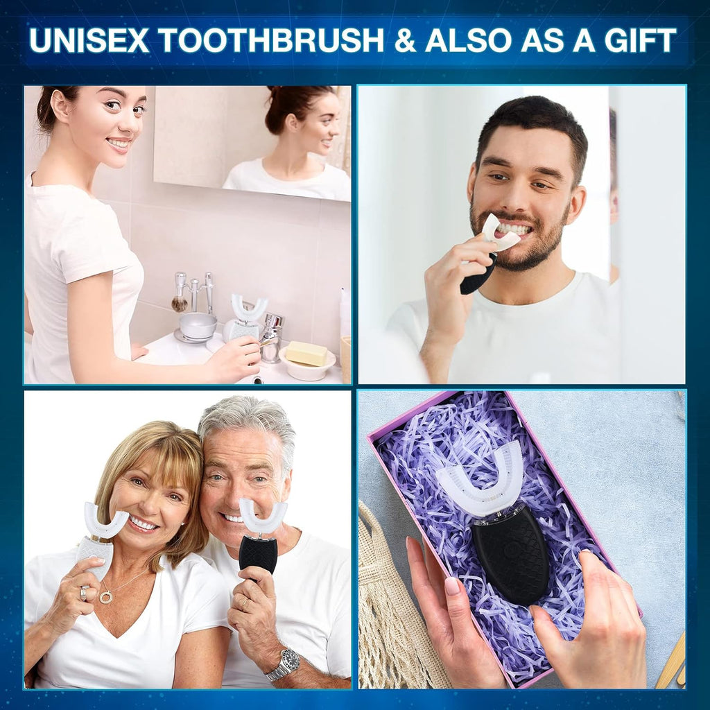 U Shaped Ultrasonic Electric Toothbrush for Adults, 3 Brush Heads, IPX7 Waterproof T803561
