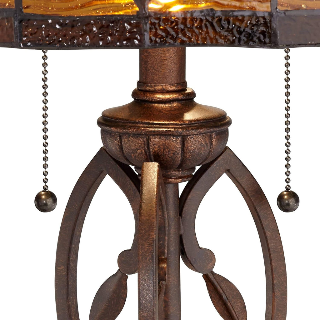 Tiffany Style Table Lamp with Stained Glass Shade and Dimmer X9842