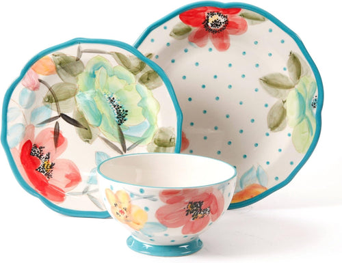 The Pioneer Woman 12-Piece Handcrafted Dinner Set"Vintage Bloom" Service for 4