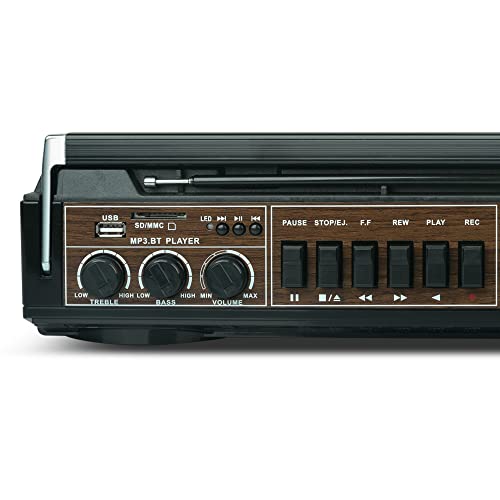 2-Way Boombox with Bluetooth, AM/FM Radio, USB, SD Card, and Cassette Player, Red K645986
