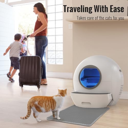 Automatic Self Cleaning Cat Litter Box for Multi Cats, 60L with Safety Protection H74738