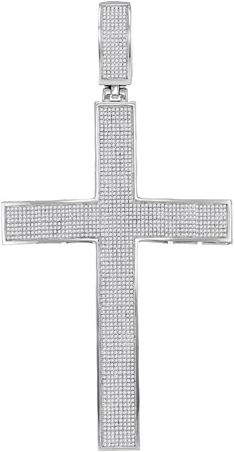 Sonia Jewels 10k White Gold Mens Round Diamond Christian Roman Cross Charm Pendant 2-(1/5 Cttw)
