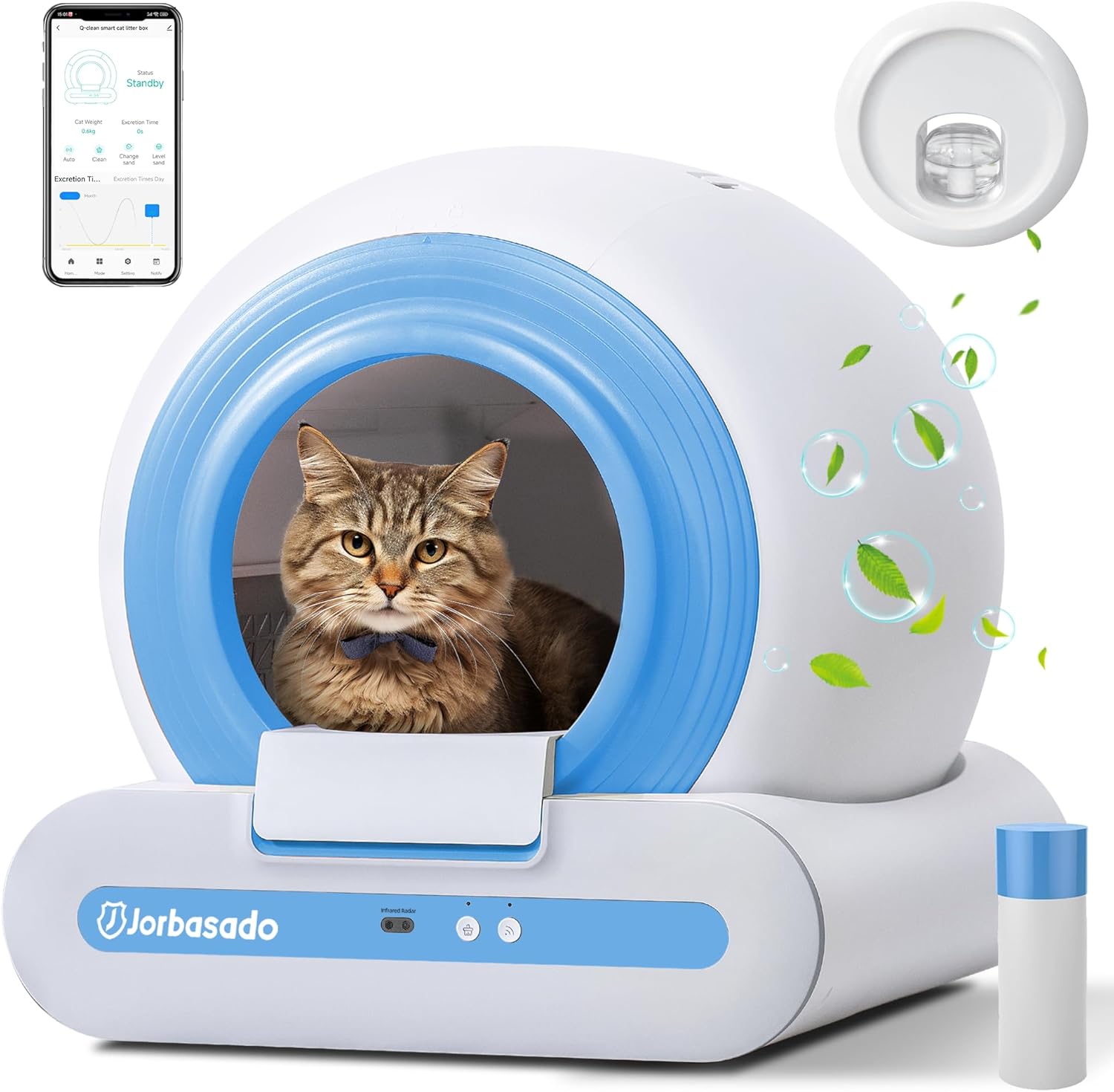 Self Cleaning Litter Box Automatic Cat Litter Box Self Cleaning with APP Odor Control Cat Litter Box Automatic Cleaning for Multiple Cats Families