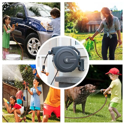 Retractable Garden Hose Reel 78ft, Wall Mounted with 180° Swivel Bracket S263