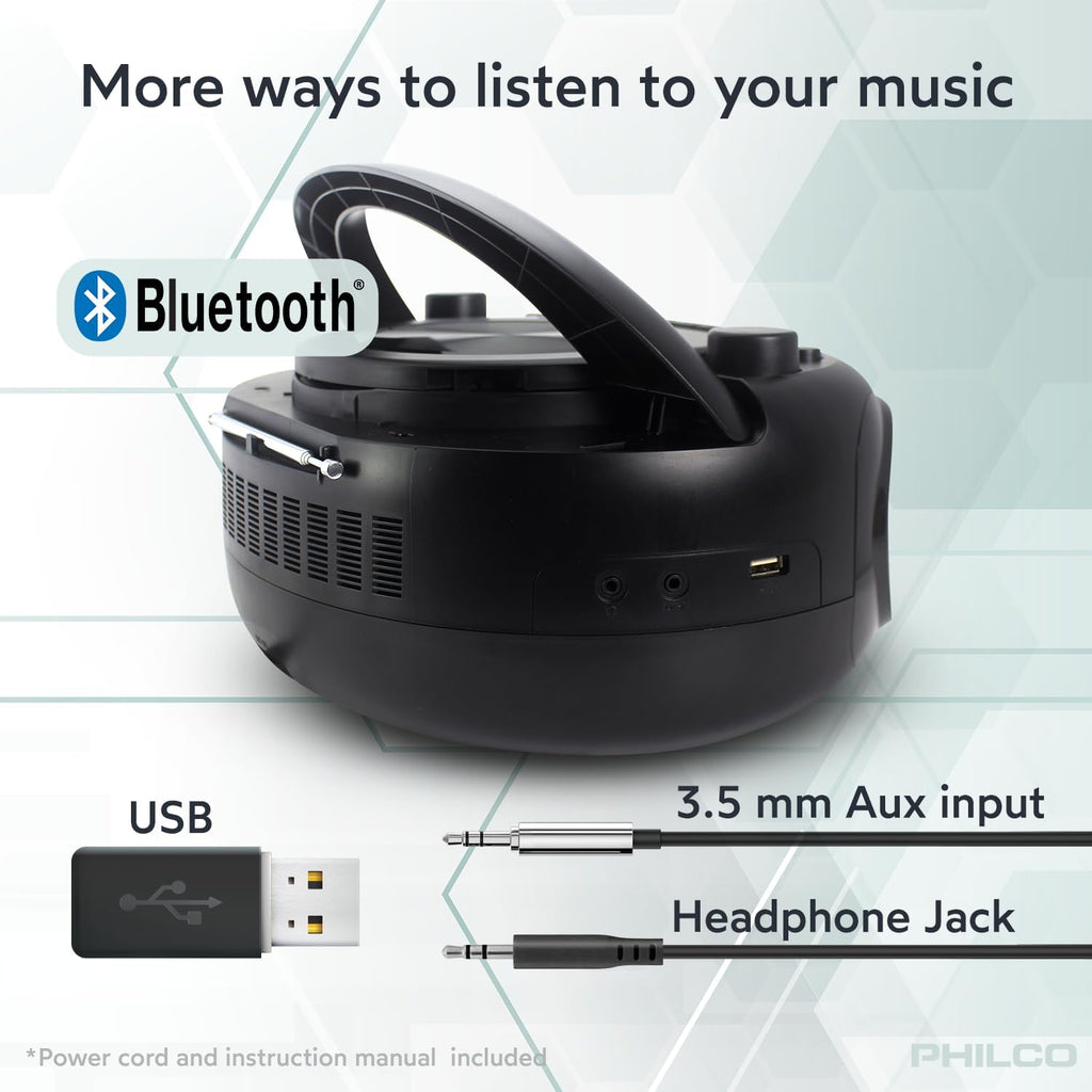 Bluetooth CD Boombox with Cassette, MP3 USB Playback E628136