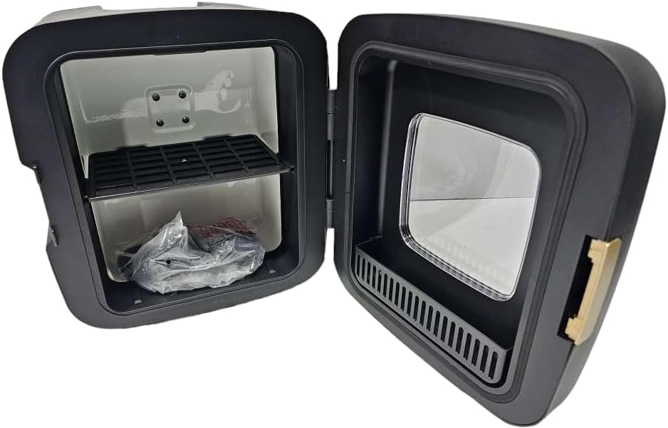 Retro Mini Beverage and Skincare Cooler, 12 Can Capacity, Black V414368