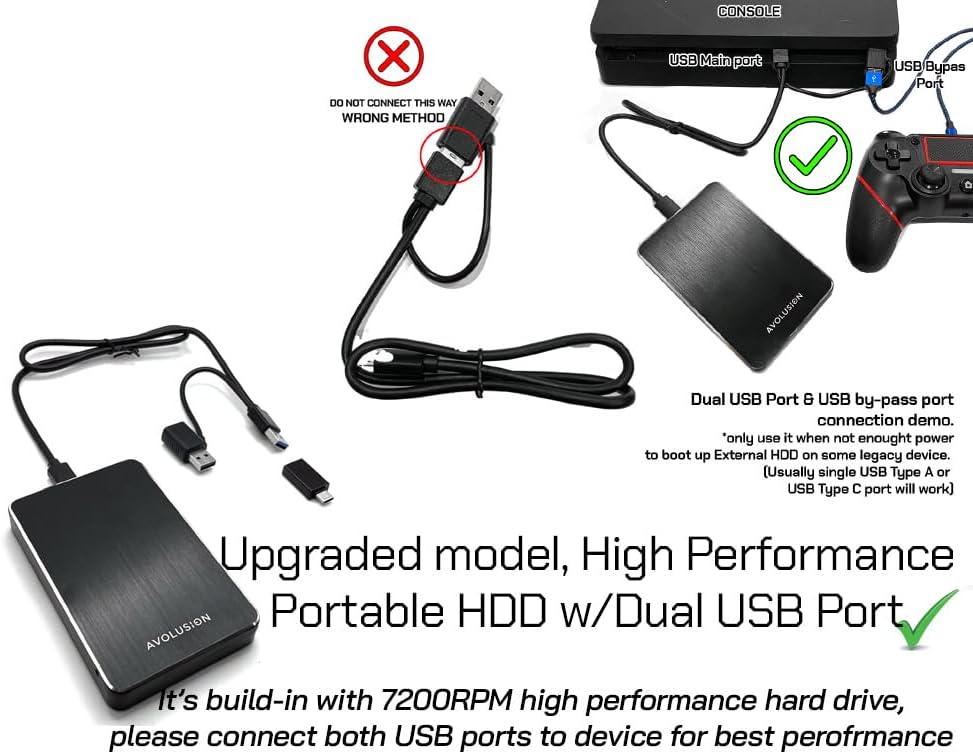 2TB USB 3.0 Portable External Hard Drive for PS4 B78063