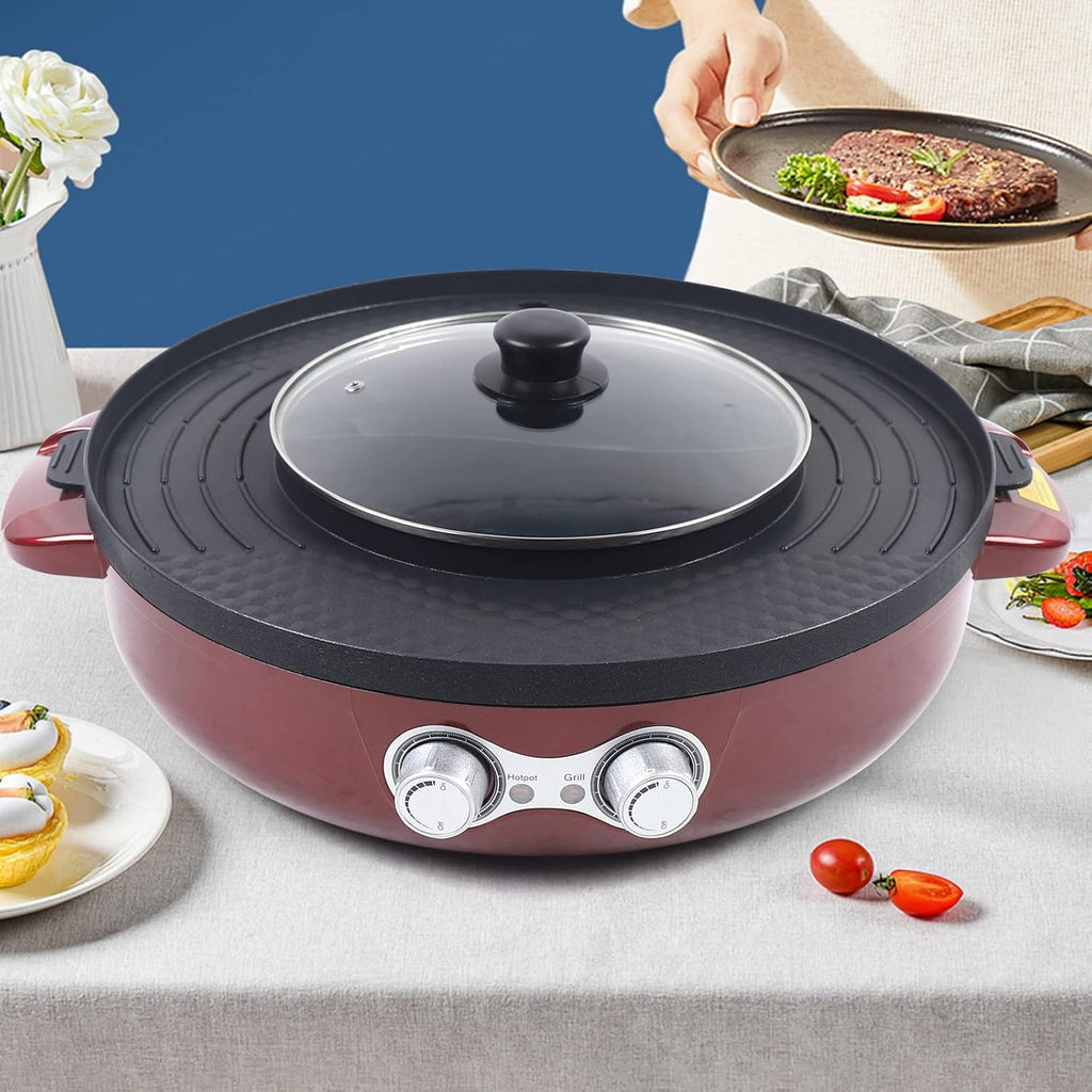 2 in 1 Electric Grill and Hot Pot with Dual Temp Control H3114