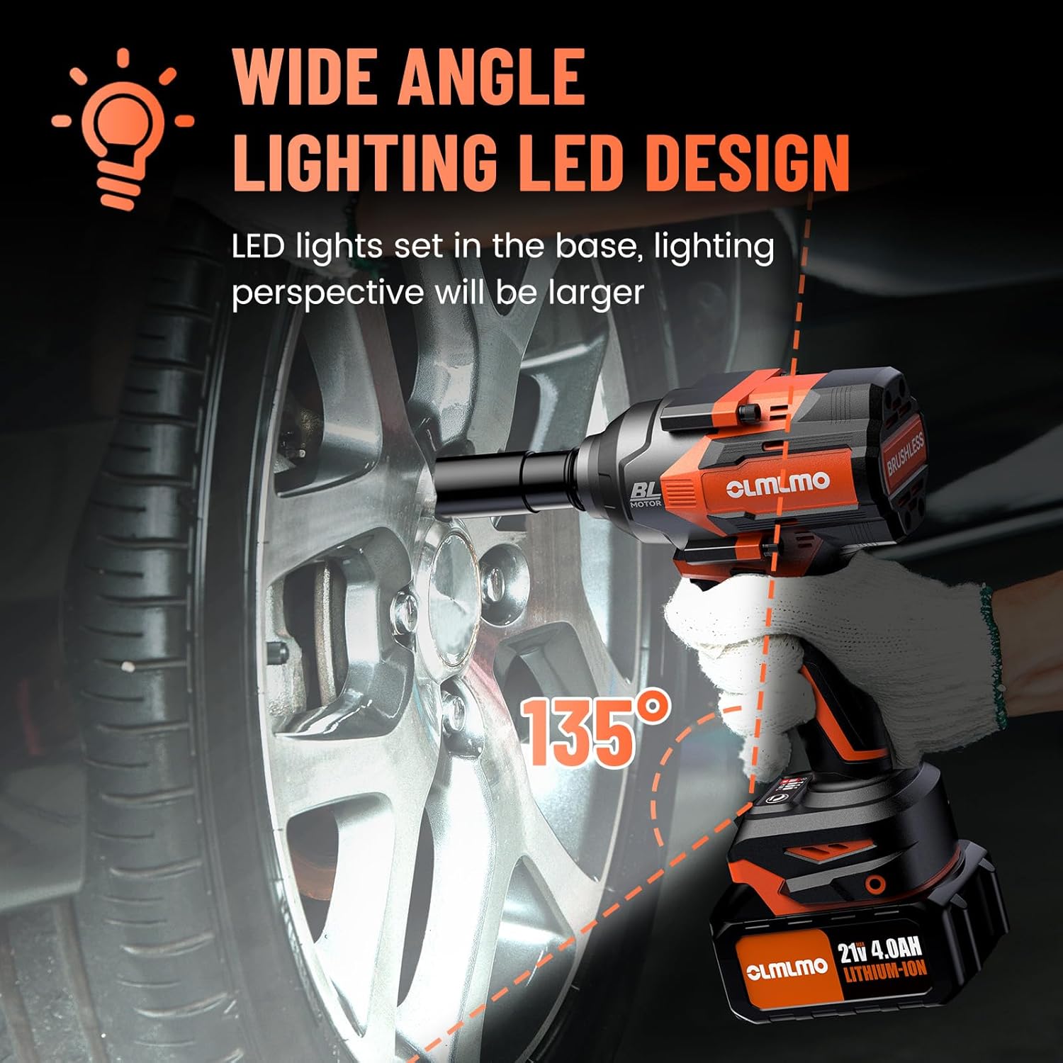 Cordless Impact Wrench 1/2-In High Torque 700Ft-lbs with 2 Batteries U6123