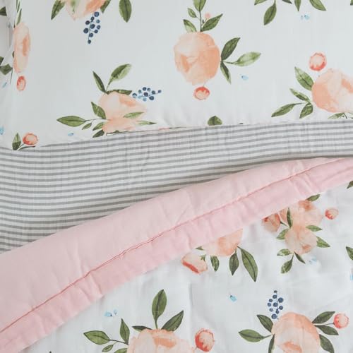 Cotton Muslin Toddler Bedding 3-Piece Set with Comforter, Crib Sheet, Pillowcase E4847