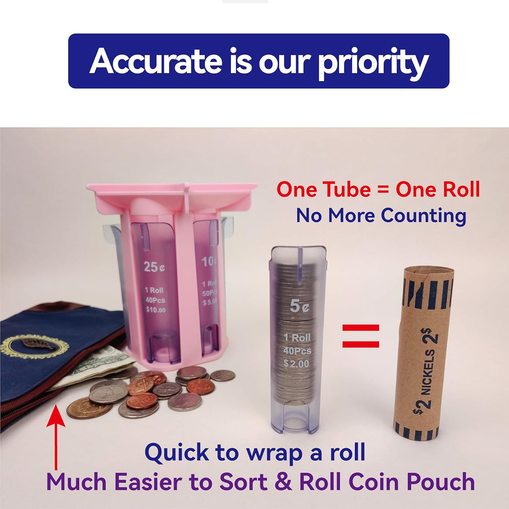 Coin Roller Coin Counter Tube with Coin Wrappers and Sorter I238391