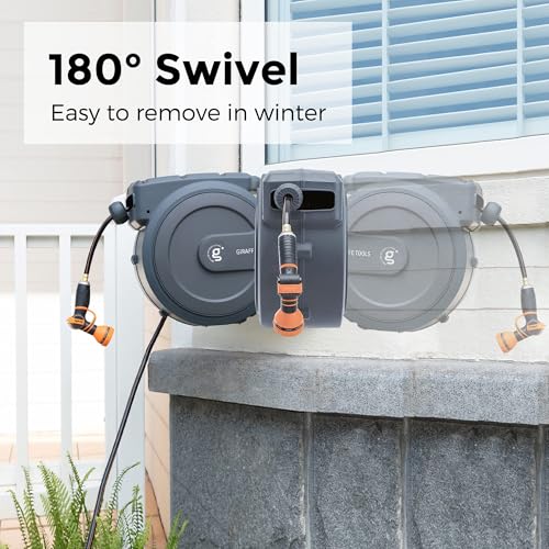 Retractable Garden Hose Reel 78ft, Wall Mounted with 180° Swivel Bracket S263