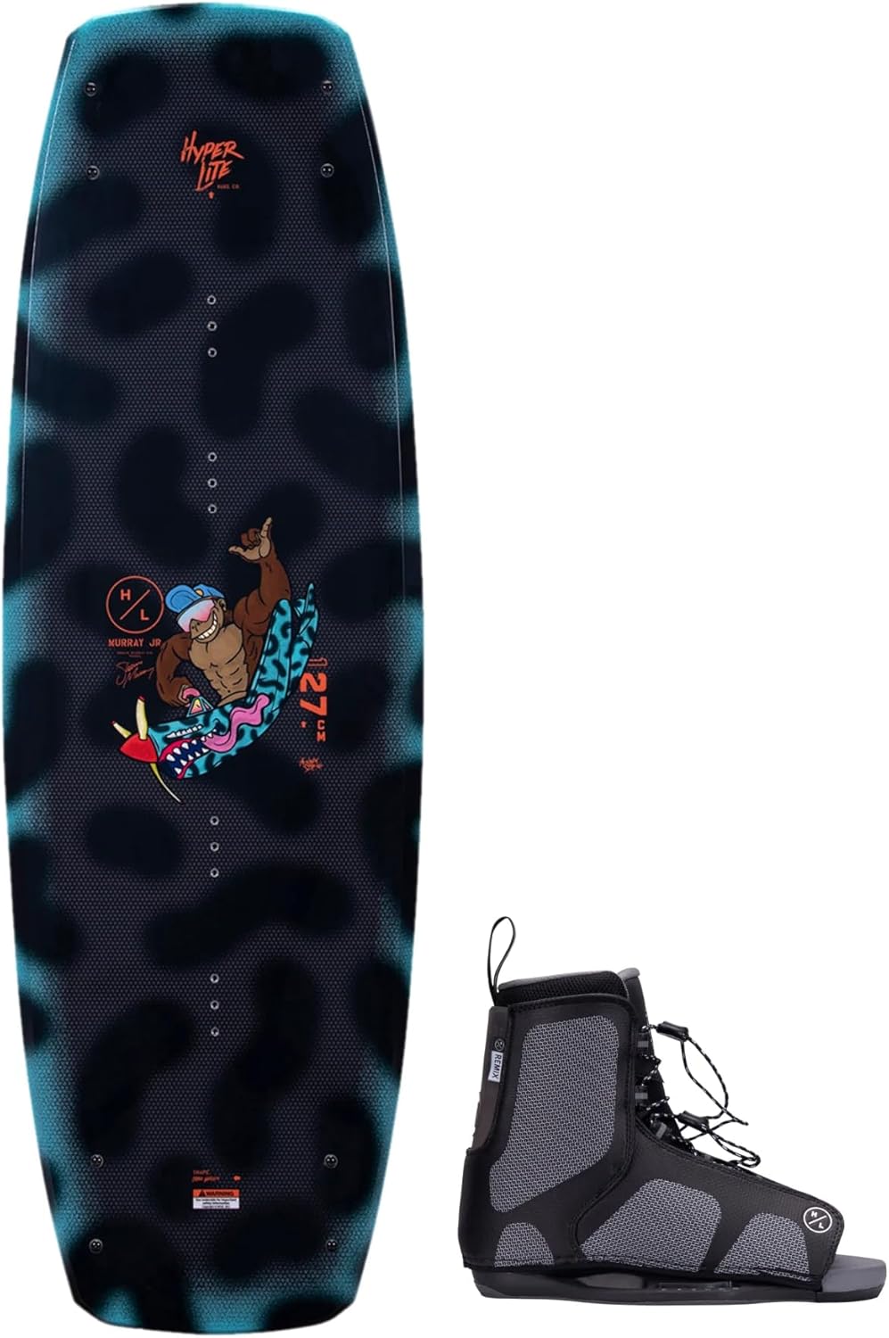 Hyperlite Murray Jr. Kids Wakeboard 127 W/Remix Bindings Black/Aqua 127cm/(12K-2)