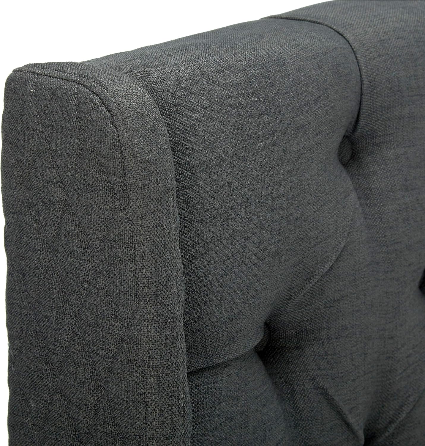 Wingback Tufted Fabric Headboard, Queen / Full, Dark Gray / Black T61067