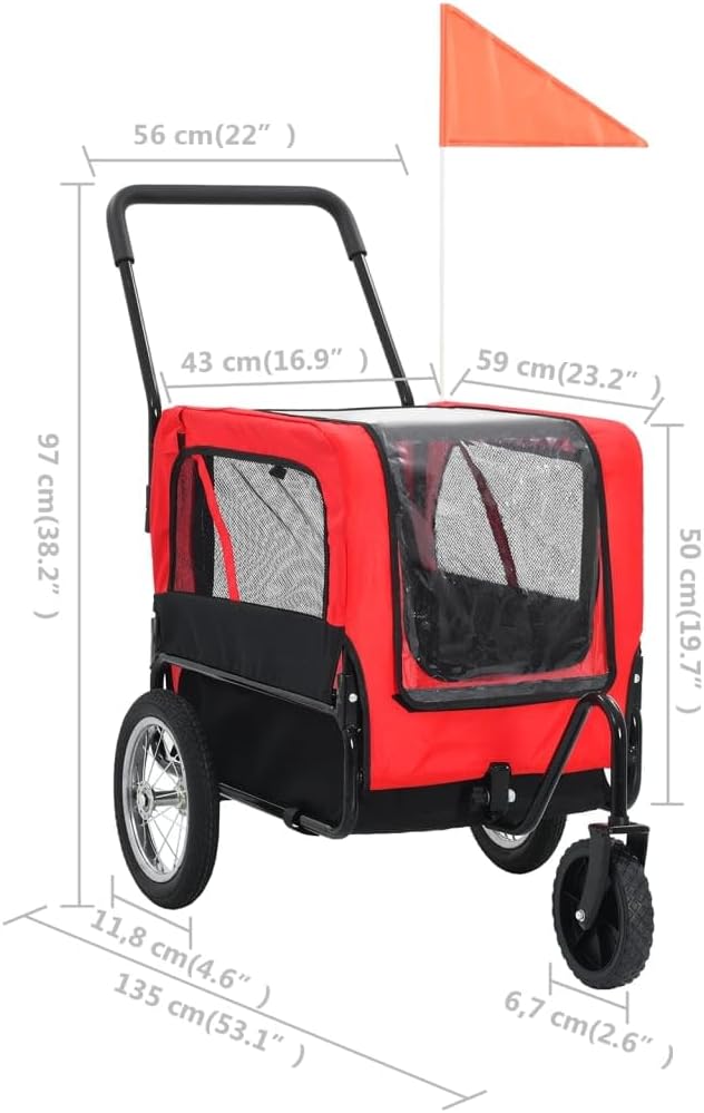 Dog Bike Trailer and Jogging Stroller, Folding Pet Carrier T80544