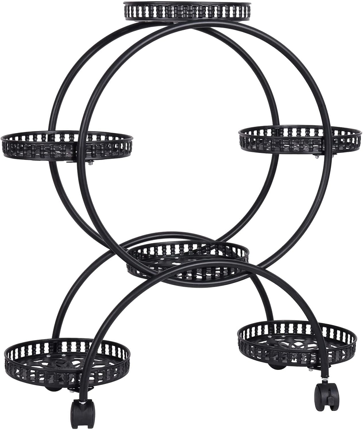 Metal Plant Stand with Wheels 4 Tier for Patio Garden W3905
