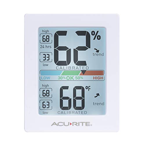 AcuRite Humidity Meter Hygrometer and Indoor Digital Thermometer with Temperature Gauge and Humidity Gauge, Room Thermometer Comfort Scale, 3 x 2.5 Inches, White (01083M)