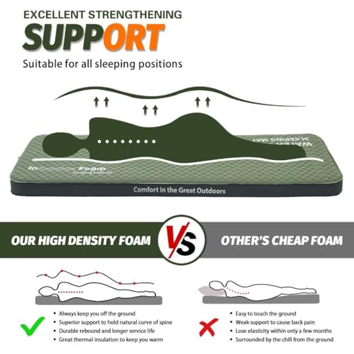 Ultra-Thick Self Inflating Sleeping Pad with Pump Sack for Camping, Travel, and Tent B9198