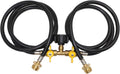 5ft Propane 2 Way Splitter Adapter Hose 1 lb to 20 lb Converter with Shut Off Valve, Propane Hose Adapter 1lb Portable Appliance to QCC1/Type1 5-40lb Tank for Camping Stove, Gas Grill, Portable Heater