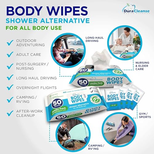 Body Wipes for Adults No Rinse, 2 Pack, Extra Thick Disposable Washcloths W883