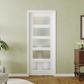 5-Lite Frosted Glass French Door, 30"x 80", Interior Door Panels for Closet & Bedroom, Single Pantry Door Slab - Assembly Required, MDF, White Primed