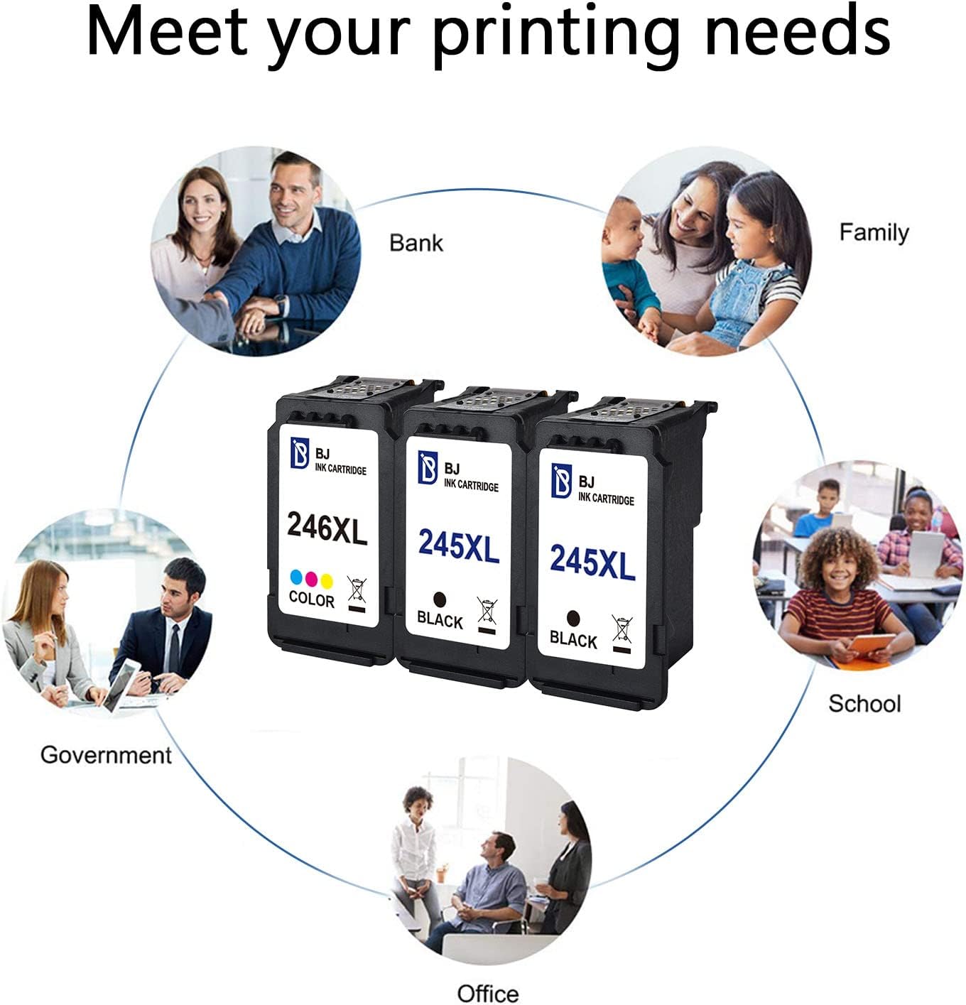 Ink Cartridges for Canon Printers (2 Black, 1 Tri-Color) R72651