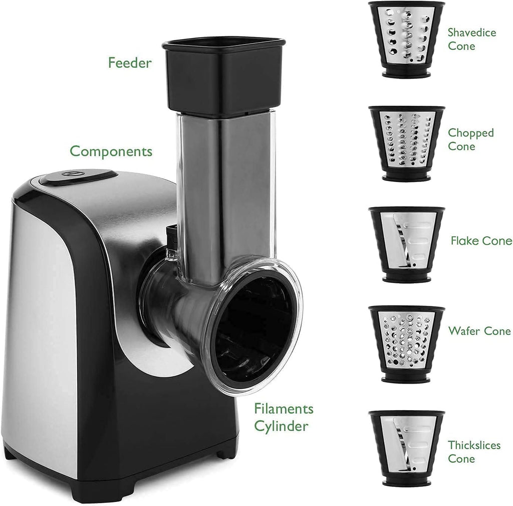 Electric Cheese Grater with One-Touch Control, 150W Kitchen Slicer Shredder K7709