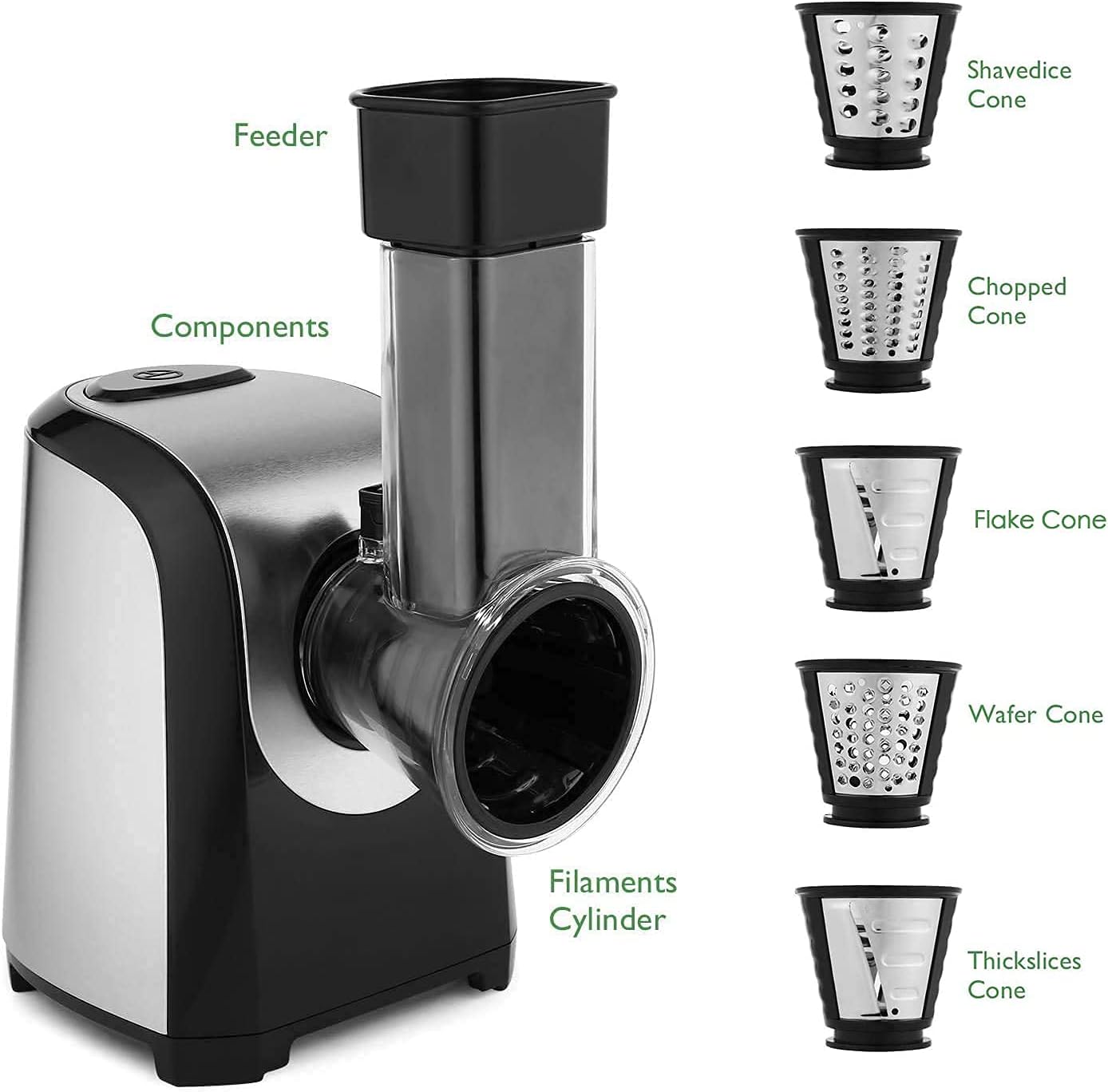 Electric Cheese Grater with One-Touch Control, 150W Kitchen Slicer Shredder K7709