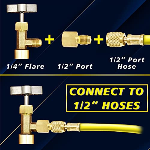 R1234YF Self-Sealing Refrigerant Can Tap Valve with Hose Adapters R38916