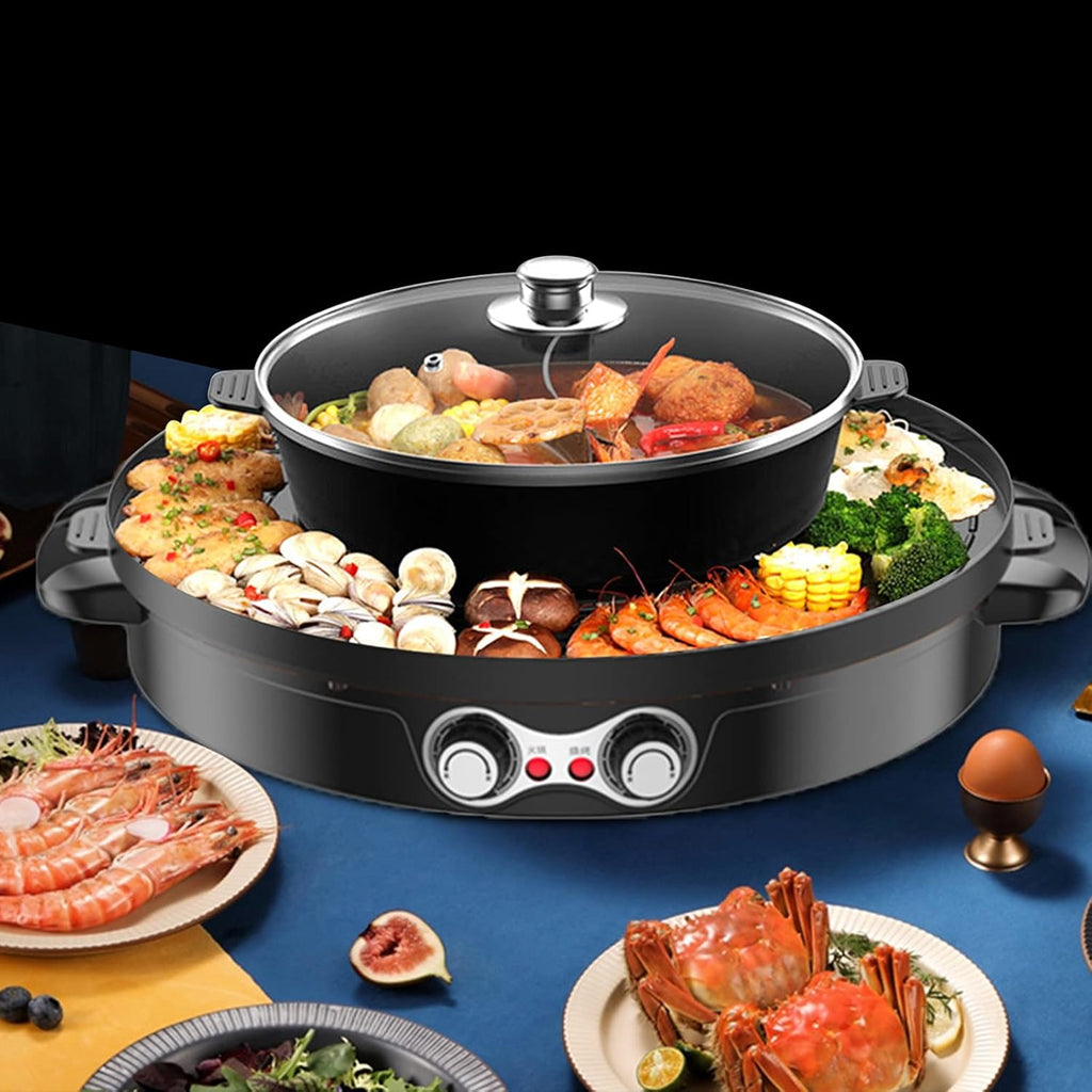 2 in 1 Electric Hot Pot and Grill for Shabu Shabu, Boil, Fry N159