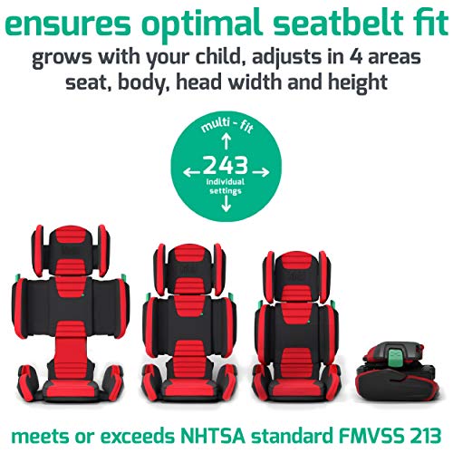 Foldable Highback Booster Car Seat, Adjustable Narrow, Slate Grey A633