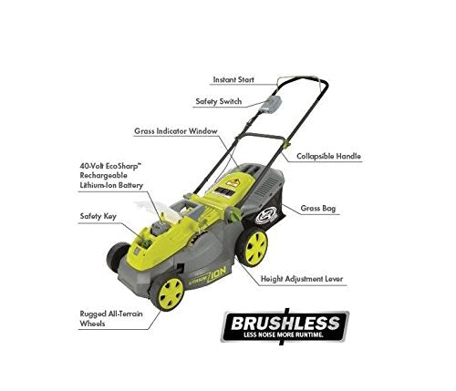 Cordless 16-Inch Brushless Lawn Mower Kit with Battery and Charger Q9349