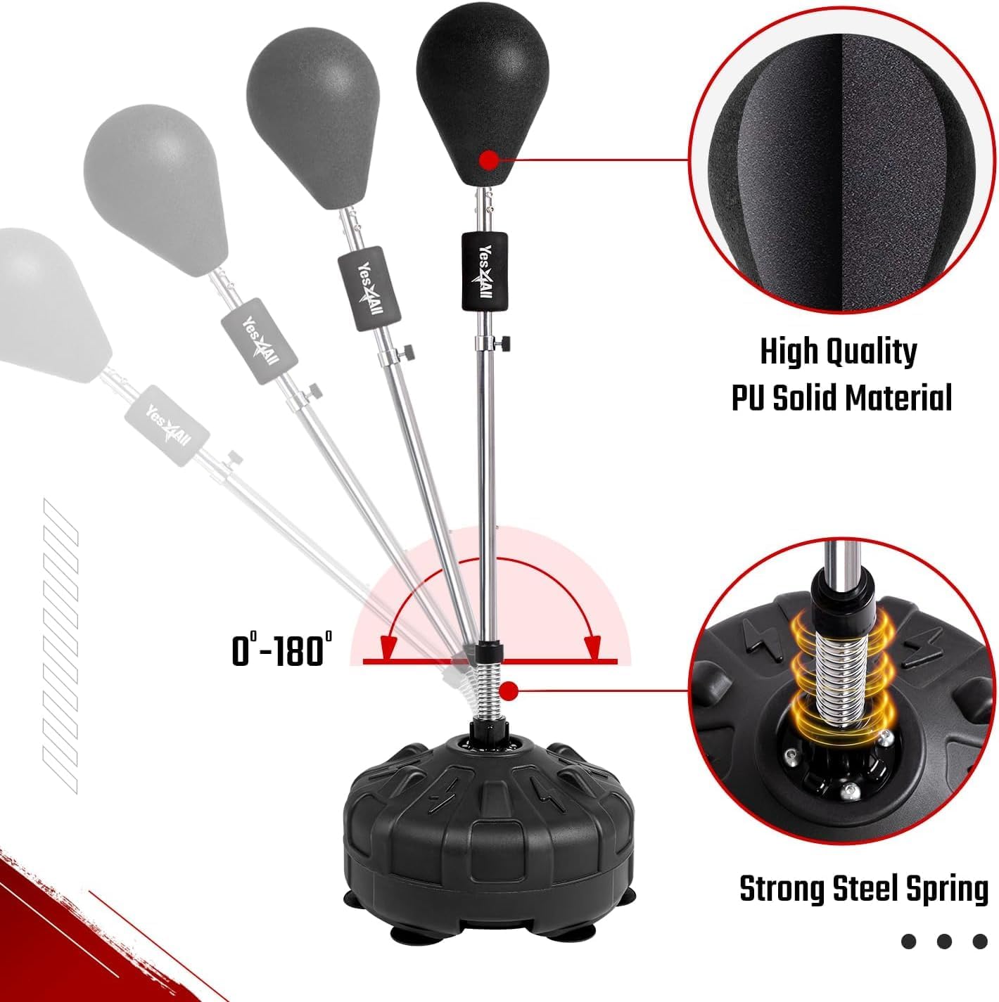 Punching Bag with Stand, Adjustable Height, Speed Reflex Ball S408