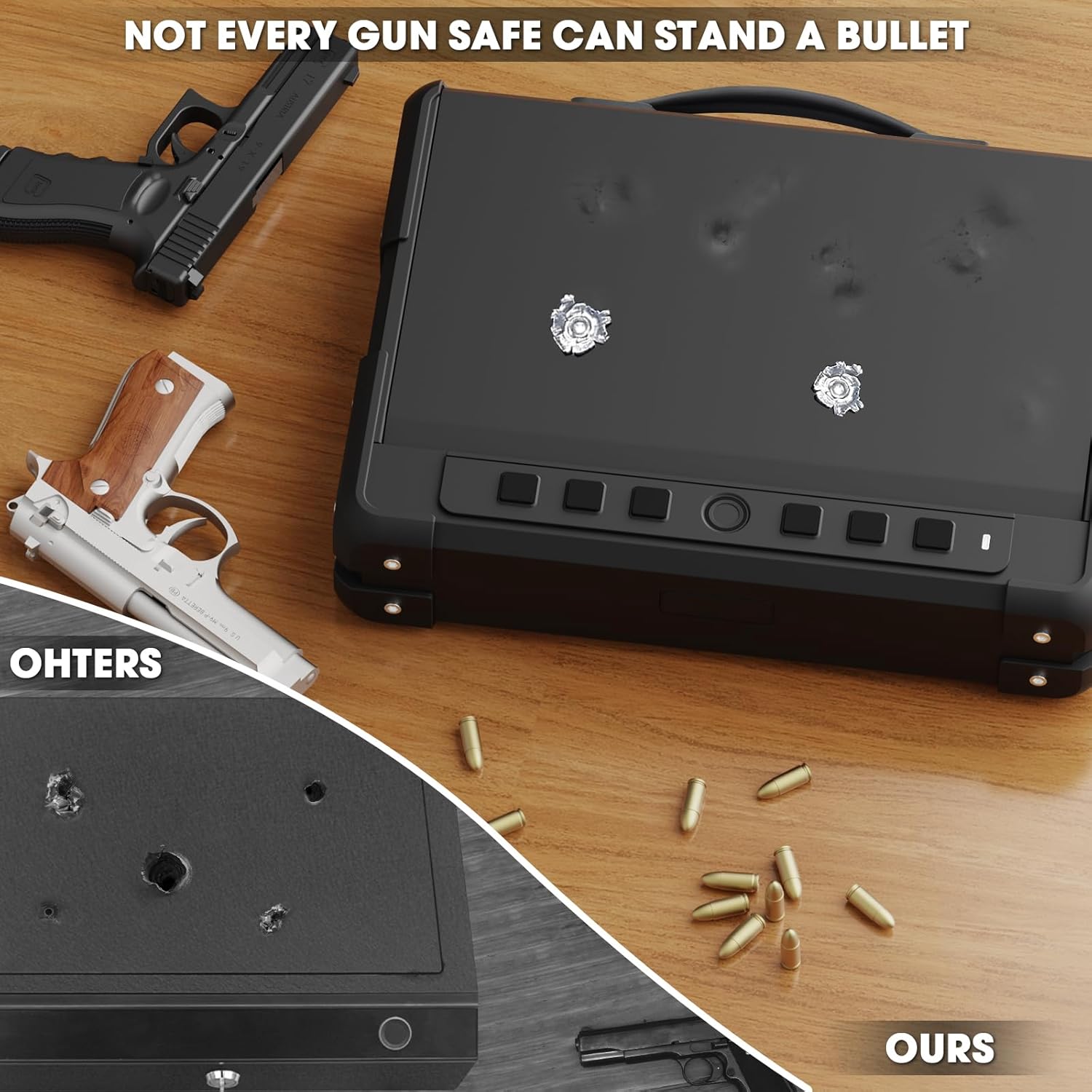 Biometric Gun Safe for 3-4 Pistols, Quick Access with USB-C Port N96475
