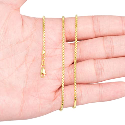 14k Yellow Gold 1.5mm Box Chain Pendant Necklace N8389