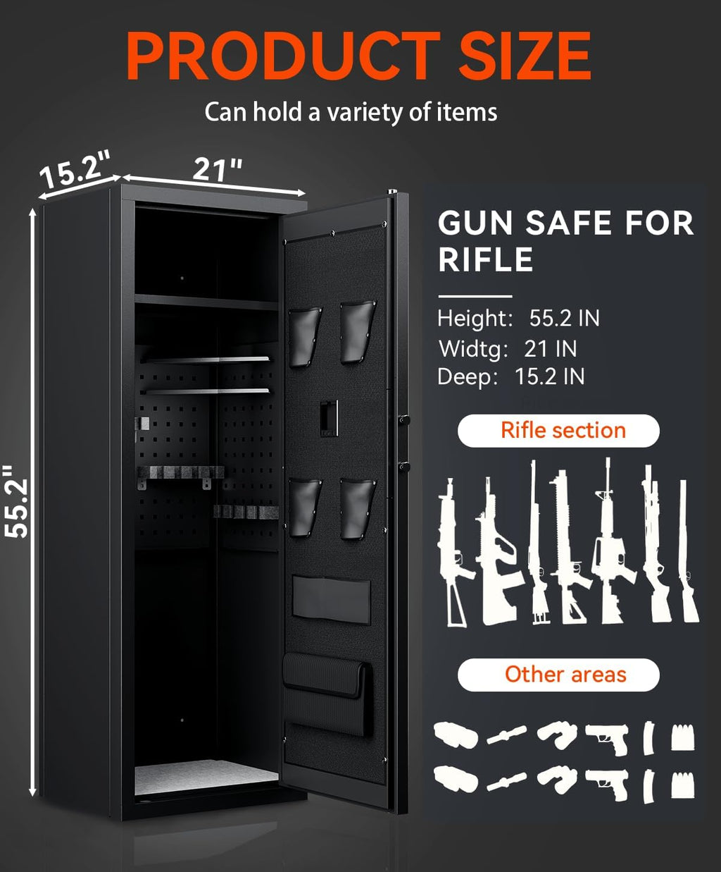 Large Gun Safe for Rifles and Pistols with Fingerprint Lock P557369