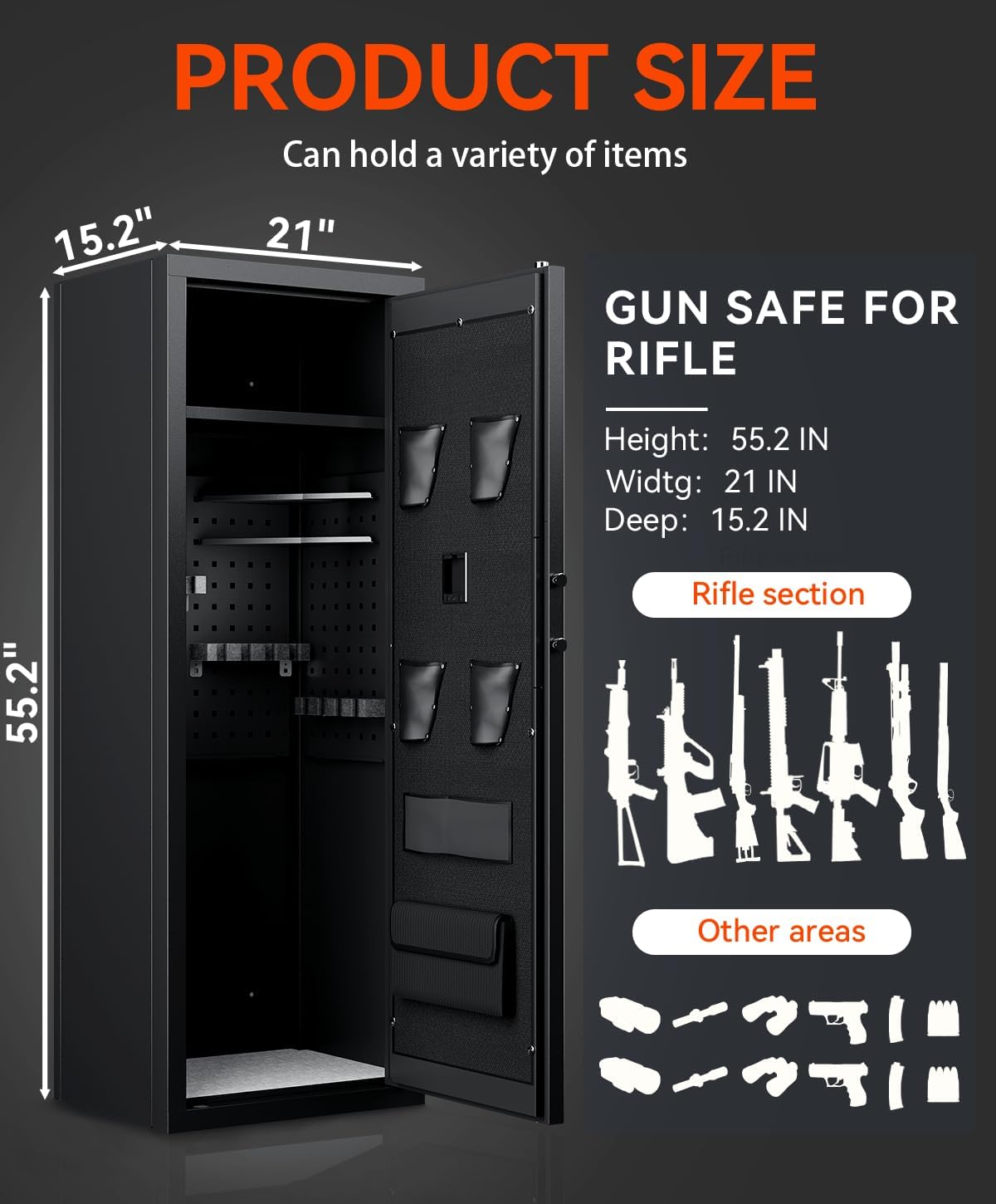 Large Gun Safe for Rifles and Pistols with Fingerprint Lock P557369