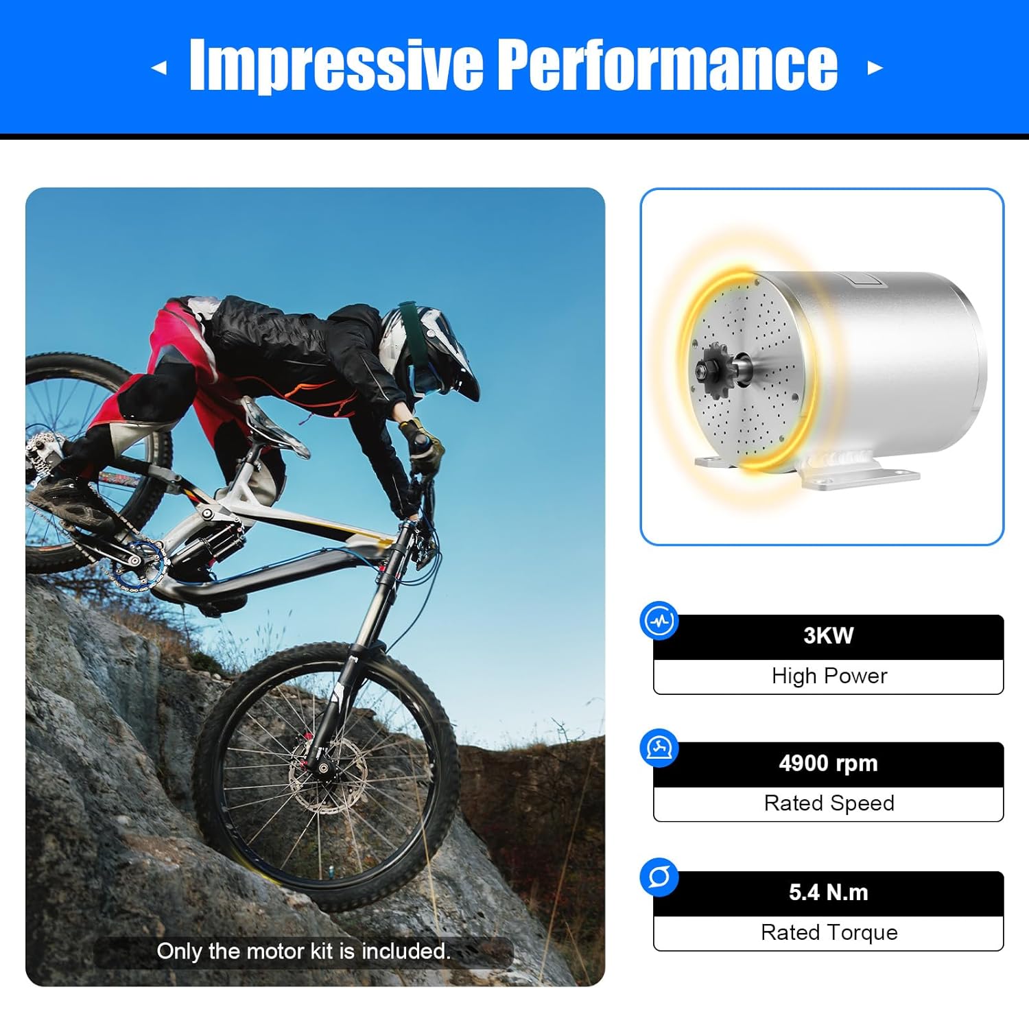 Brushless Motor Kit with Controller and Throttle 48-72V 3000W P628897