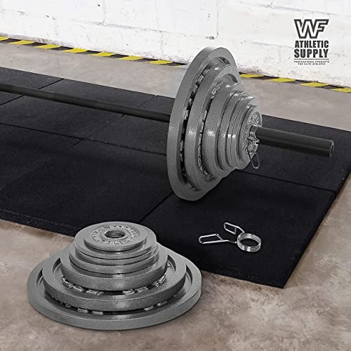 Olympic Weight Plates Set with 7 ft. Barbell for Strength Training U808