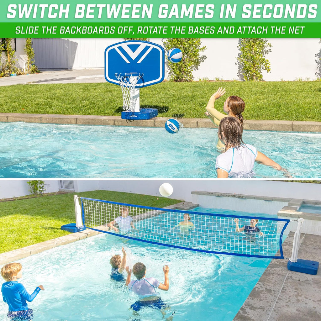 Pool Basketball Hoop & Volleyball Net Game Set R900452