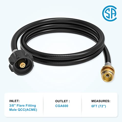 6ft Propane Hose Adapter with Gauge for Grill and Camping Stove S312