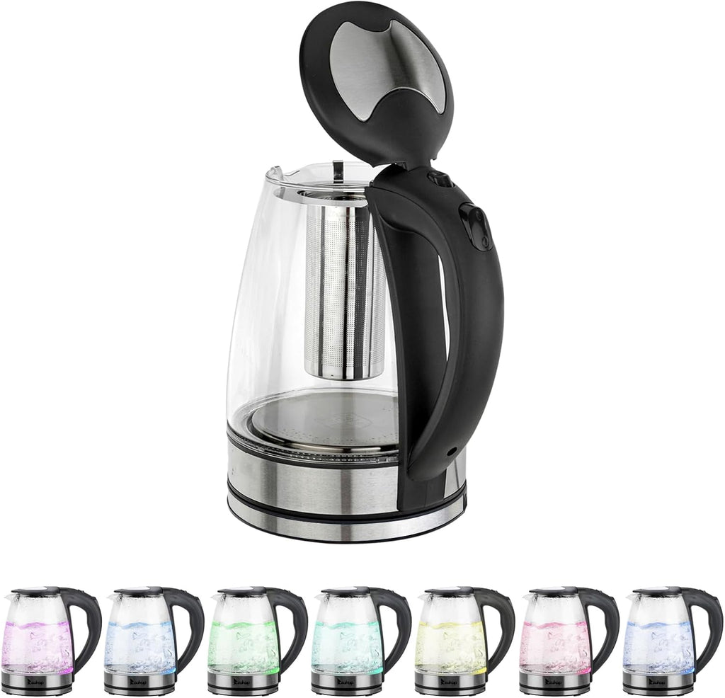 Electric Glass Kettle 1.8L with Mesh Filter, Auto Shut-Off W44127