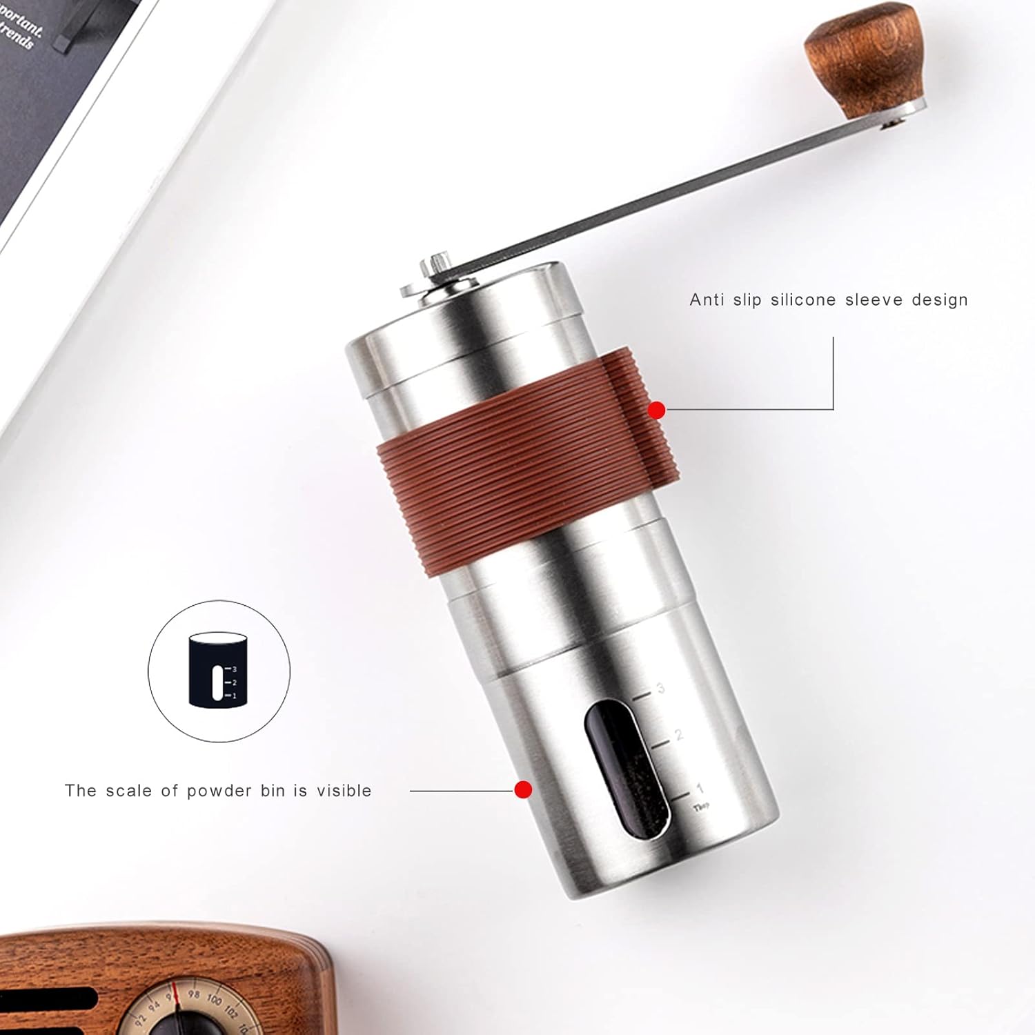 Manual Coffee Grinder, Portable, Adjustable, Stainless Steel X72848